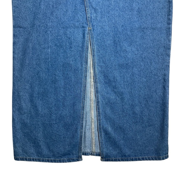 Lulu’s Darling Trend Medium Wash Denim Midi Skirt Womens XL - Picture 3 of 9